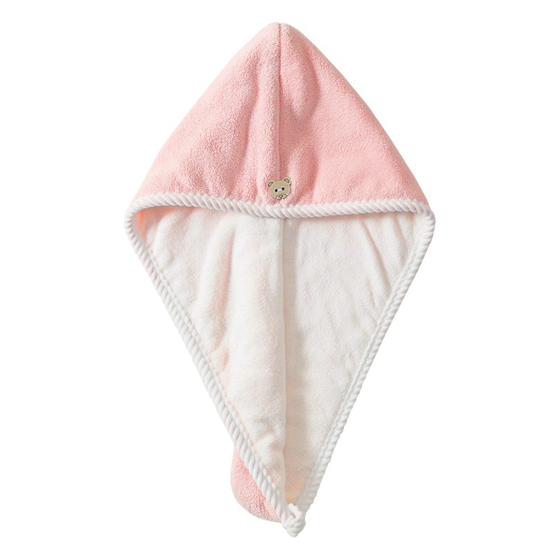 Double-Layer Thickeneded Cute Women's Water-Absorbent Quick-Drying Hat Coral Velvet Shower Cap Dry Hair Towel Shampoo Towel Turban Dry Hair Cap