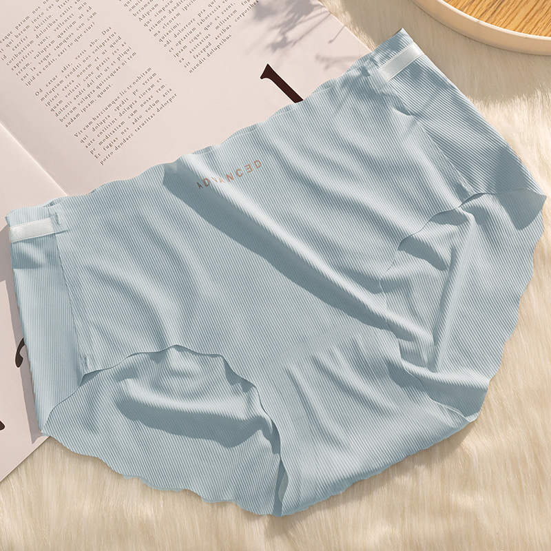 Picture of Ice Silk seamless underwear women's summer ultra-thin quick-drying breathable mid-waist antibacterial hip lifting girl student briefs women
