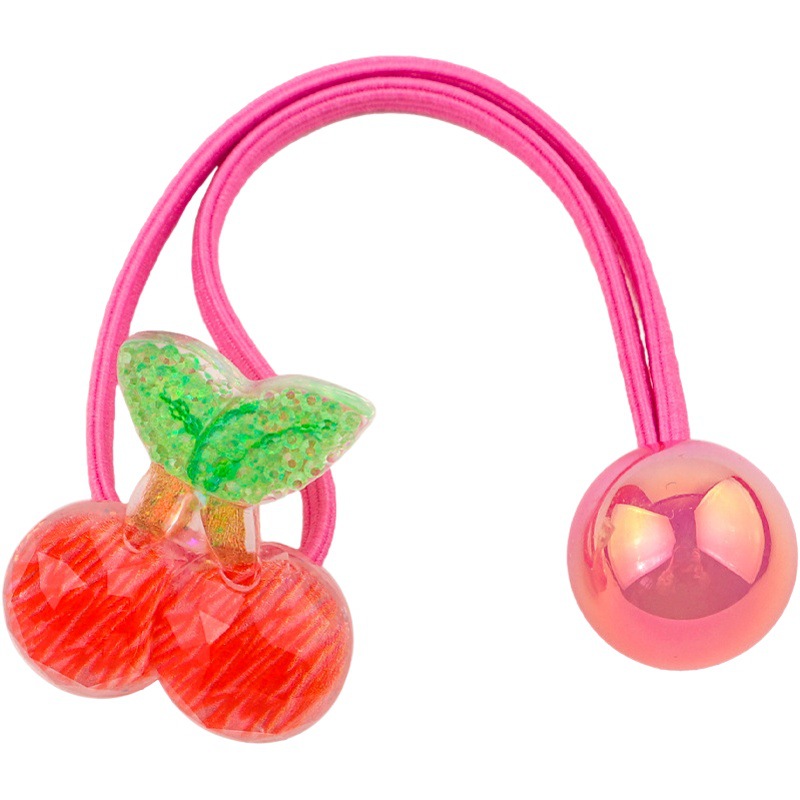 GG & MM Color Hand-painted Graffiti Fruit Hair Rope Children's Hair Accessories Cute Contrast Color Hair Ring Women's High Elastic Rubber Tendon Hair Rope