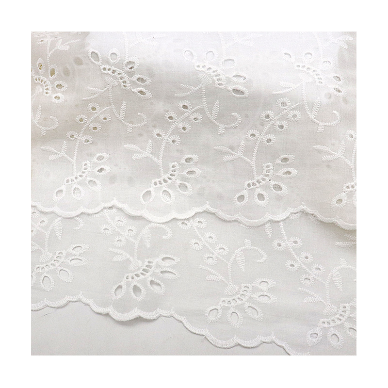 Picture of in stock variety of pure cotton hollow embroidered fabric bilateral positioning perforated spring and summer children's clothing dress white embroidered fabric
