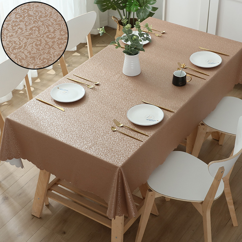 Picture of European-style Waterproof Tablecloth Table and Chair Oil-proof Hotel Restaurant Household Rectangular Jacquard PU Anti-scald Wash-free