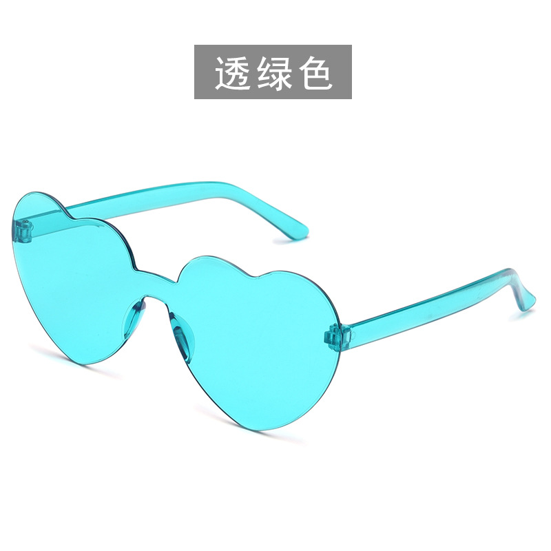 Picture of Heart Sunglasses, Heart Sunglasses, Jelly Color Rimless Heart-Shaped One-Piece Glasses, Dazzling Color Glasses