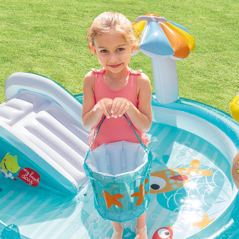 Picture of intex57165 children's indoor and outdoor Marine Ball pool sunshade swimming pool slide fountain inflatable swimming pool