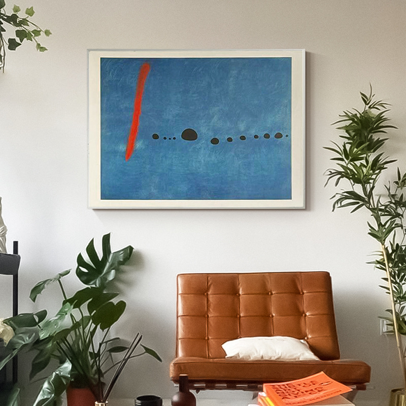 Memphis Bauhaus Hanging Painting Living Room Large White Wall Decorative Painting Industrial Style Minimalist Blue Tone Healing Middle Style