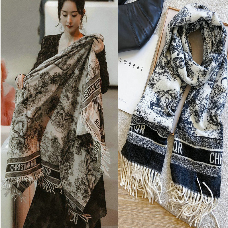 Autumn and Winter New Color Cashmere Scarf Women's Windproof Thickened Warm Neck Office Long Tassel Shawl