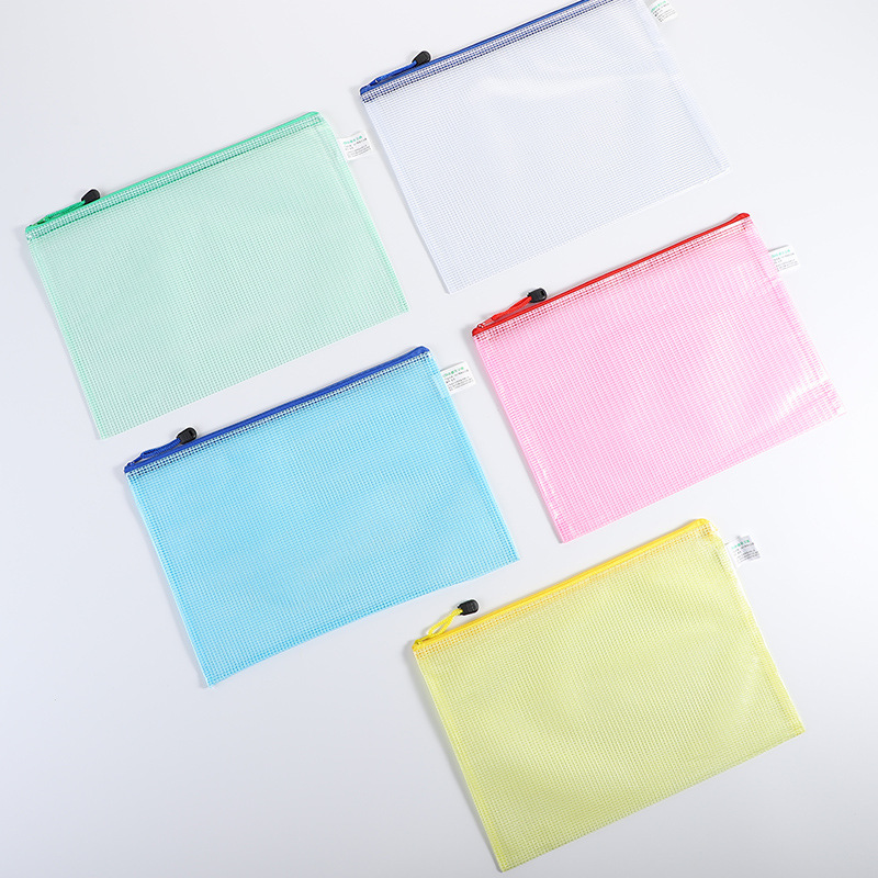 Picture of A4 Transparent Document Bag Zipper Information Bag Plastic File Grid Test Paper Multi-layer Storage Small Fresh Men and Women