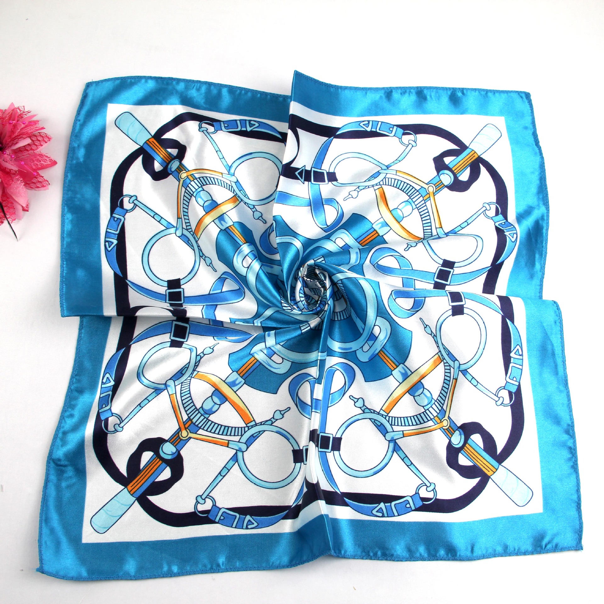 Picture of Korean Style New Autumn and Winter Small Silk Scarf Women's Imitation Silk Versatile Professional Small Square Scarf Manufacturer Wholesale Hangzhou Silk Scarf