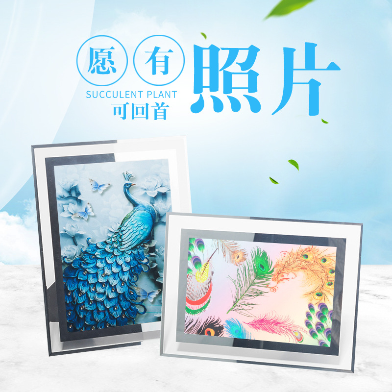 Creative picture frame photo frame table a4 honor certificate frame 5 inch 6 inch fresh wind ornaments crystal glass photo frame