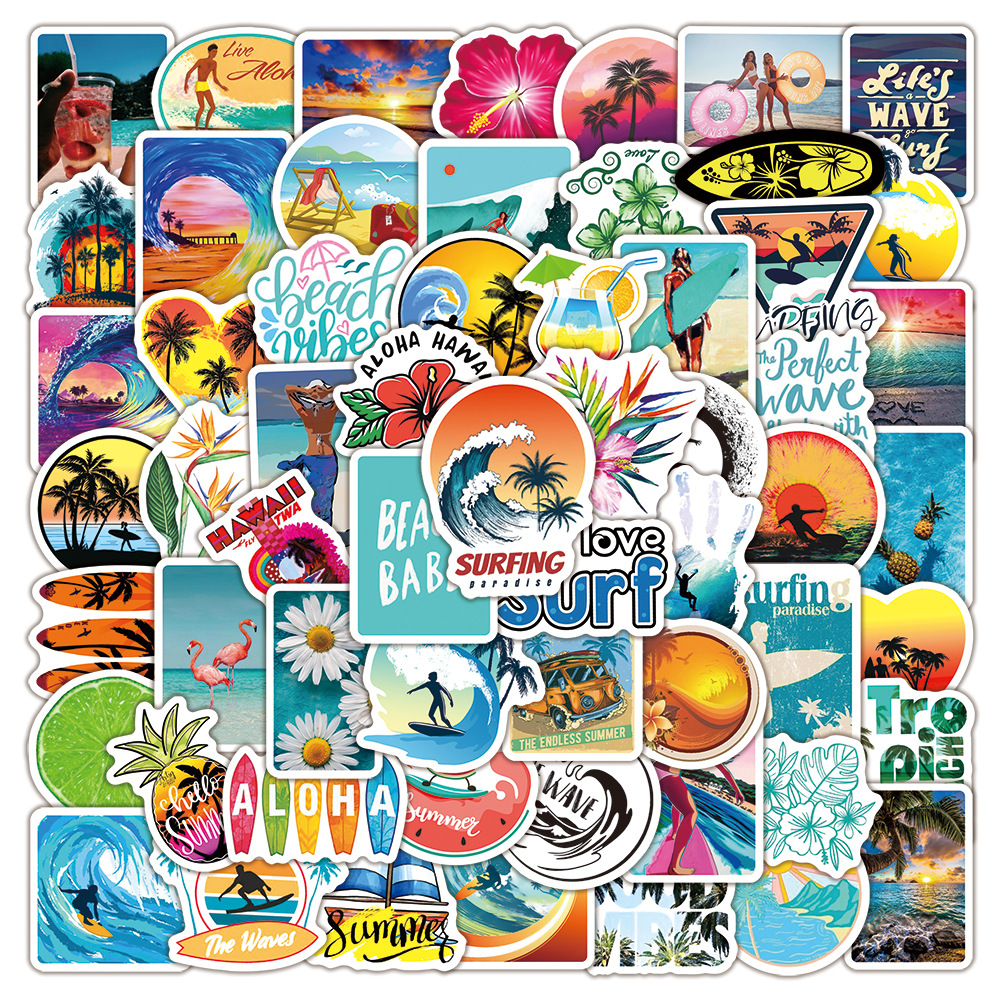 100 Summer Beach surfing graffiti stickers water Cup luggage laptop Scooter Computer stickers