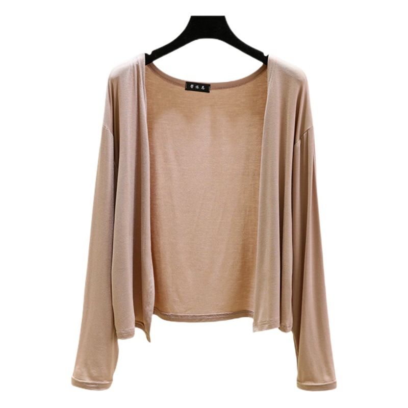 Modal Short Cardigan Women's Spring and Summer Thin All-match Long-sleeved Sun-protective Clothing Slim-fit Slimming Solid Color Jacket