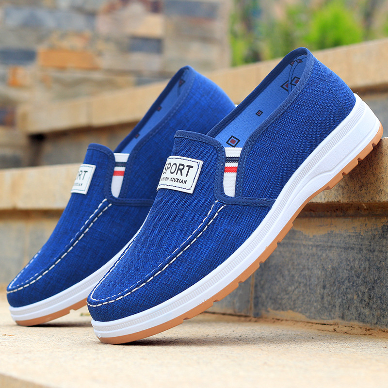 Summer Canvas Shoes Men's Old Beijing Cloth Shoes Casual Shoes Breathable Shoes for the Old Single-layer Shoes Slip-on Driving Work Shoes