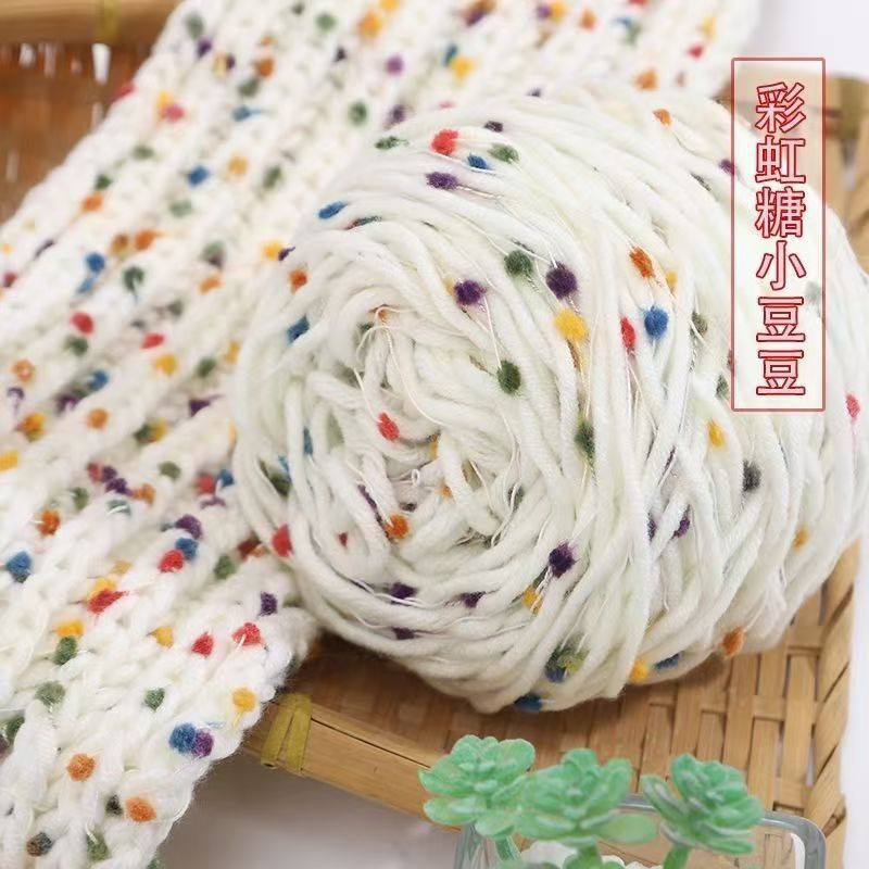 Drowning small wan gradient rainbow bean scarf handmade diy wool group snowflake hook gradient wool group wholesale