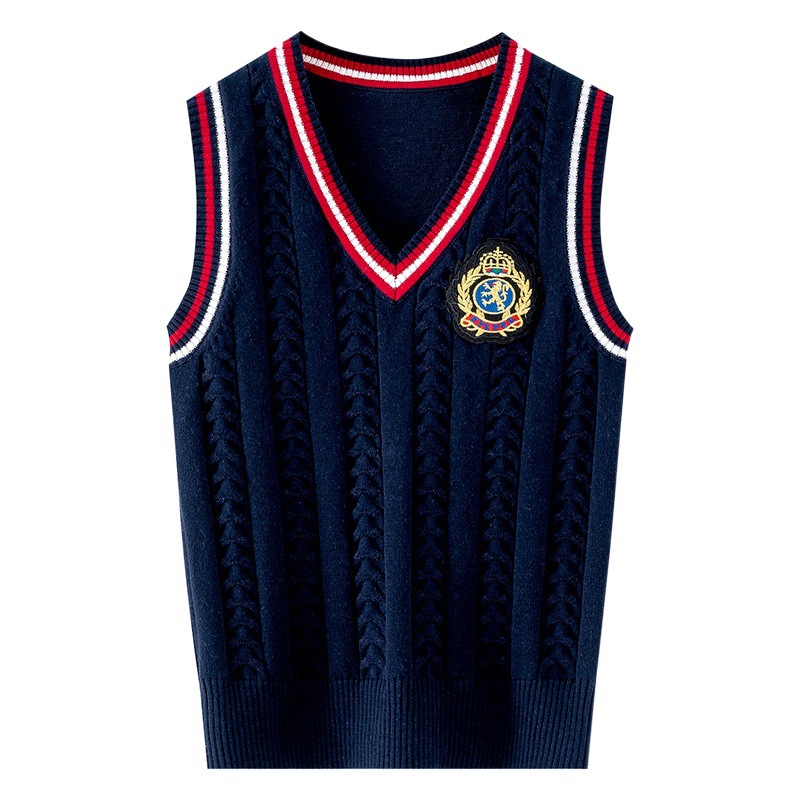 Children's Wear Children's Sweater Vest Knitted Vest Men's and Women's College Style School Uniform Waistcoat Vest Wholesale