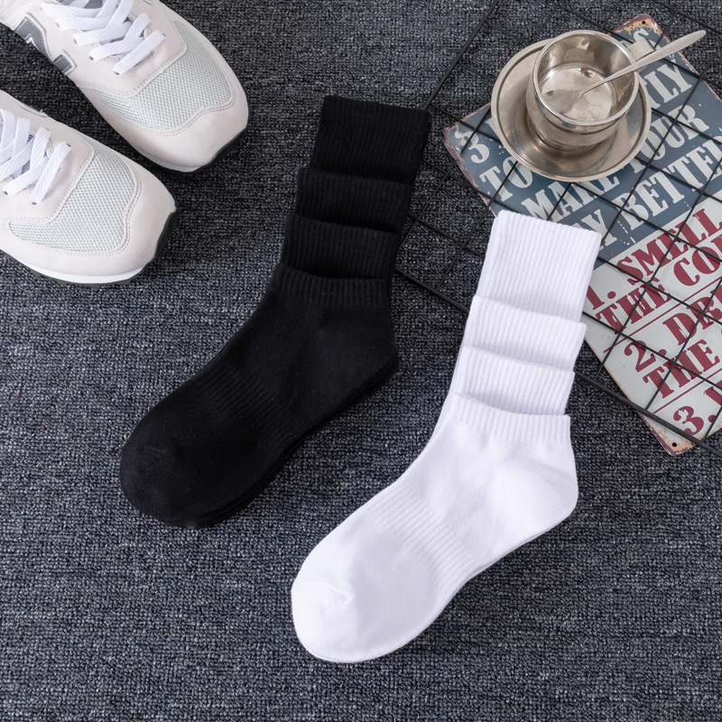 Picture of Socks New Wholesale Solid Color Mid-Calf Socks High Elastic Sports Socks Thickened Towel Bottom Black and White Men's Socks Zhuji Socks