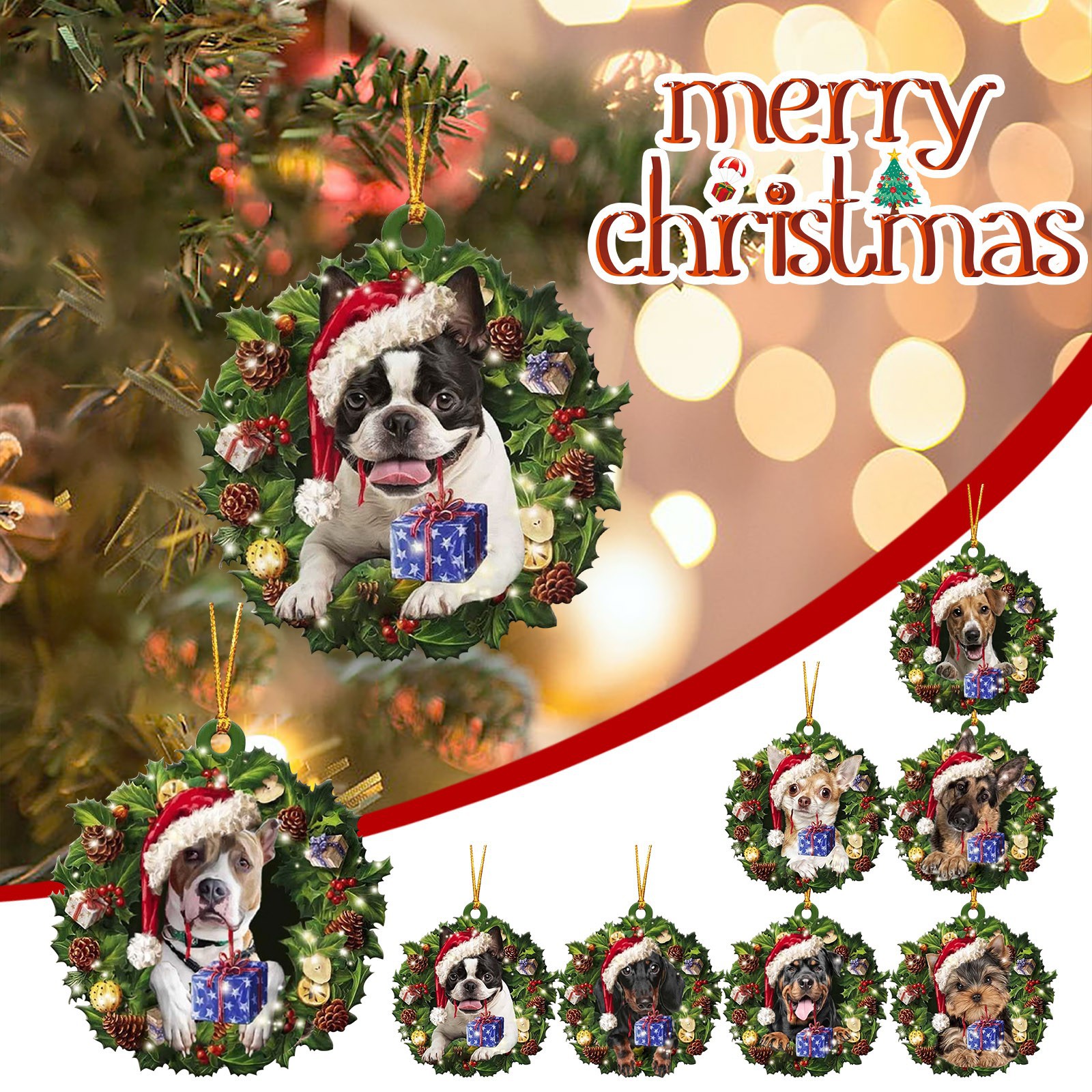 Cross-Border Acrylic Flat Ornaments for Home Purchase, Animated Products, Exquisite Christmas Pendants