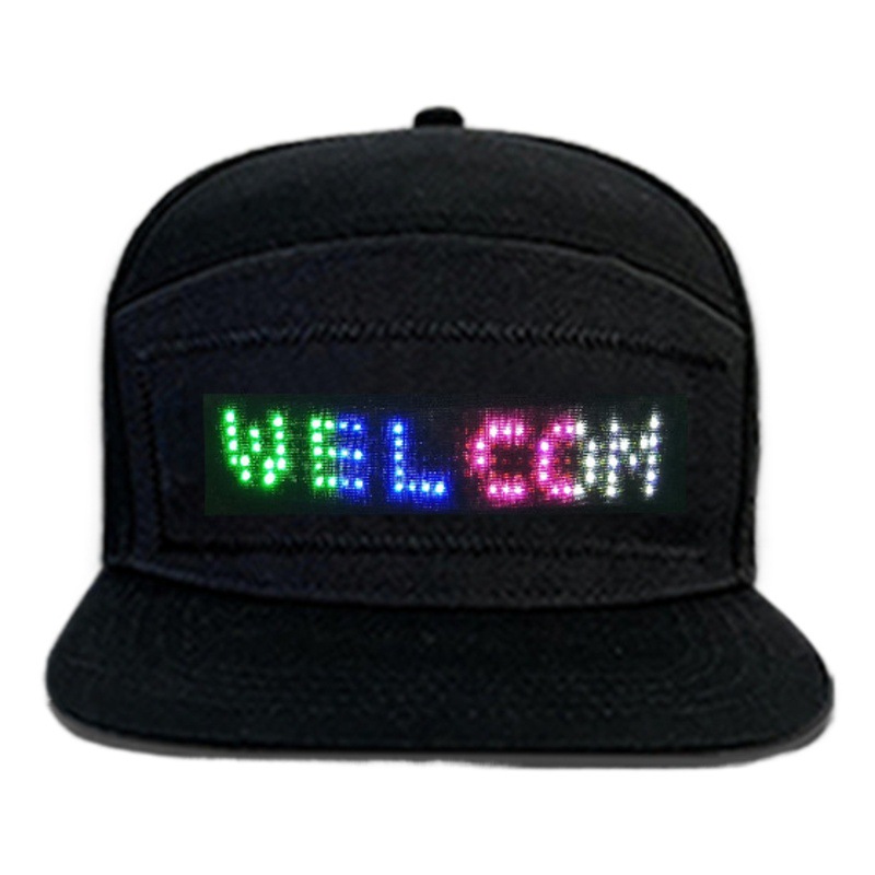 Led Luminous Hat Mobile Phone Editing English Led Advertising Scrolling Monochrome Pure Cotton Led High-Brightness Scrolling Screen