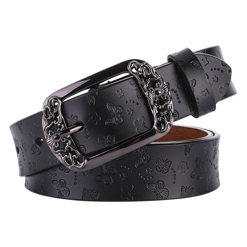 New Retro Genuine Leather Belt Pure Cowhide Belt Women's Wide Belt Korean Style Decorative Belt Casual Pants Bag Wholesale