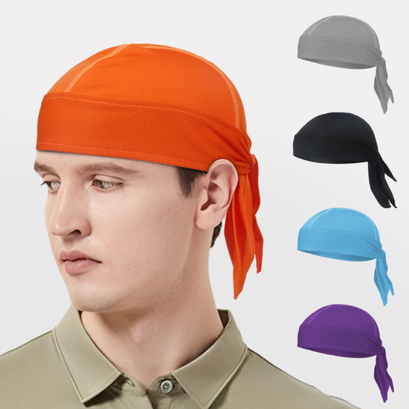 Cross-border hot summer thin sweat-absorbent breathable pirate hat outdoor sports solid color pirate turban small hat wholesale
