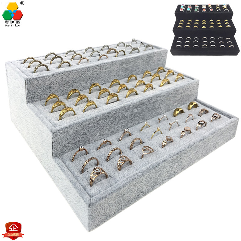 Yuanyiro Velvet Jewelry Three-Layer Ring Display Stand Earrings Jewelry Display Storage Silver Jewelry Thin Bracelet Tray