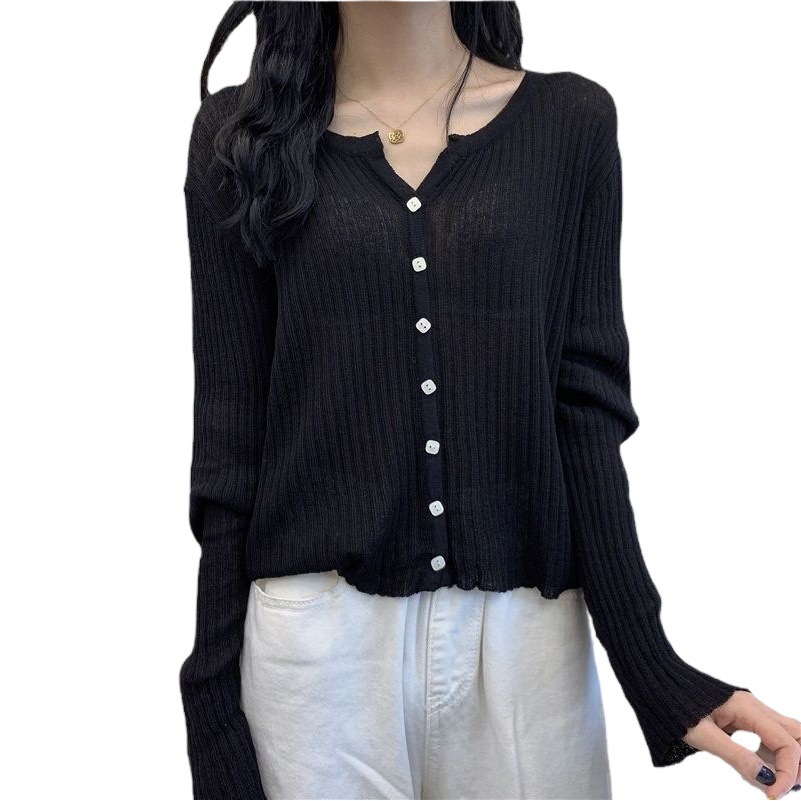 Outer Cardigan Women's Knitted Top Thin Spring New Arrival 2023 Long-Sleeved Retro Loose V-Neck Outer Wear Coat ins