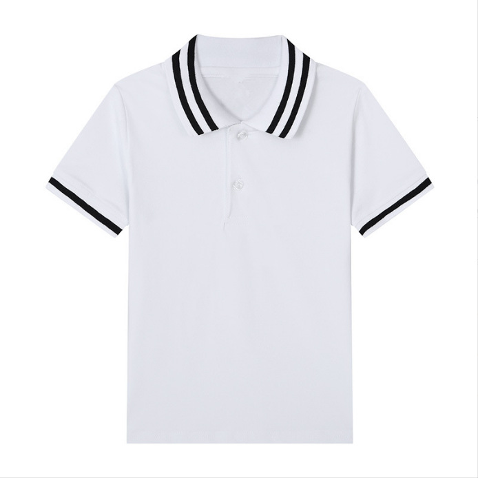 Picture of Summer Boys' Short-sleeved Polo Shirt School Uniform for Primary and Secondary School Students Children's White Lar T-shirt Girls' Graduation Class Dress
