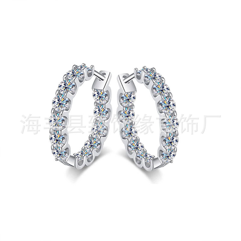 Picture of Cross-Border Supply S925 Silver Moissanite Full Diamond Earrings High-End Fashion Full Diamond Earrings Moissanite Earrings Heavy Industry