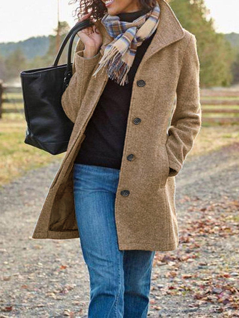 Picture of Export design womenswear Spring and Autumn Simple American Mid-length Quality Women's Coat Woolen Jacket
