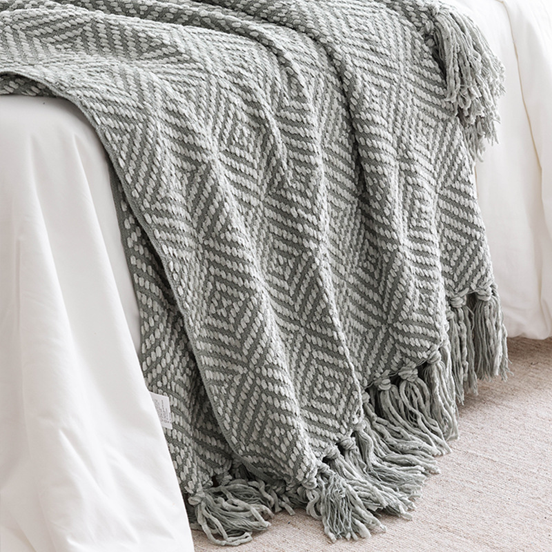 Cross-border new woven blanket sofa decoration leisure blanket homestay bed towel a generation of American retro style