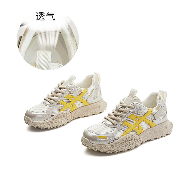 Picture of Genuine Leather Forrest Gump Shoes for Women 2023 Summer New Thick-Soled Mesh Breathable Sports Shoes for Women Casual and Comfortable Dad Shoes for Women