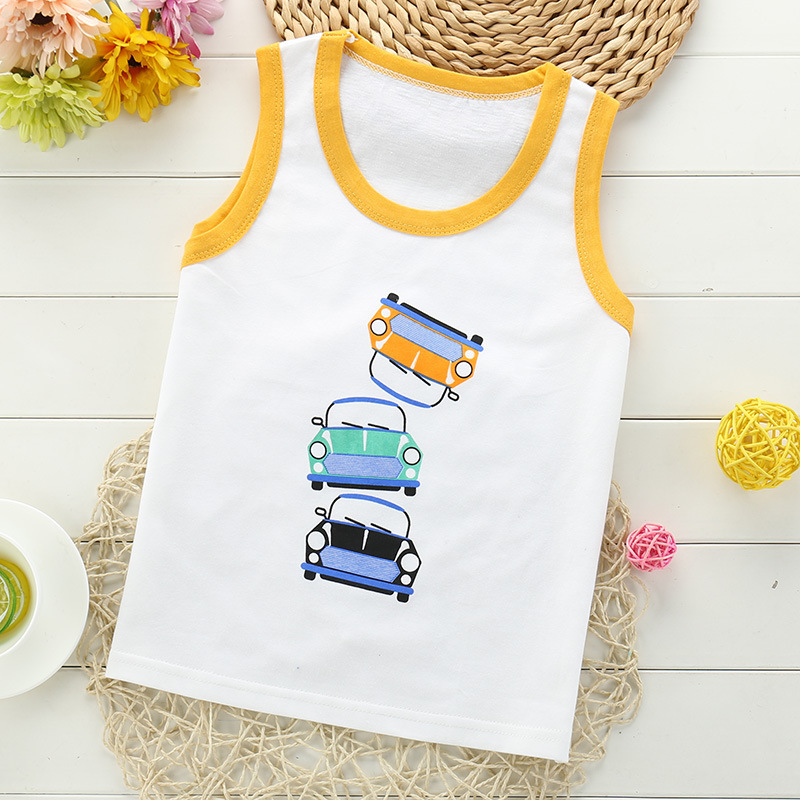 Picture of Children's single-piece vest cotton summer new boys sleeveless top girls Korean version of small and medium-sized children's base shirt wholesale