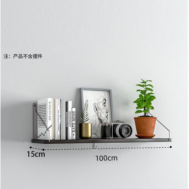 Picture of No-Drill Wall-Mounted Wrought Iron Living Room Entrance Wall Decoration Bedroom Wall Bookshelf Single Shelf Wall Storage Rack