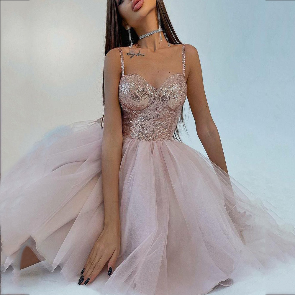 Picture of Fairy Evening Dress 2025 Winter New Heavy Industry Sequin Pink Banquet Host Fashion Toast Dress
