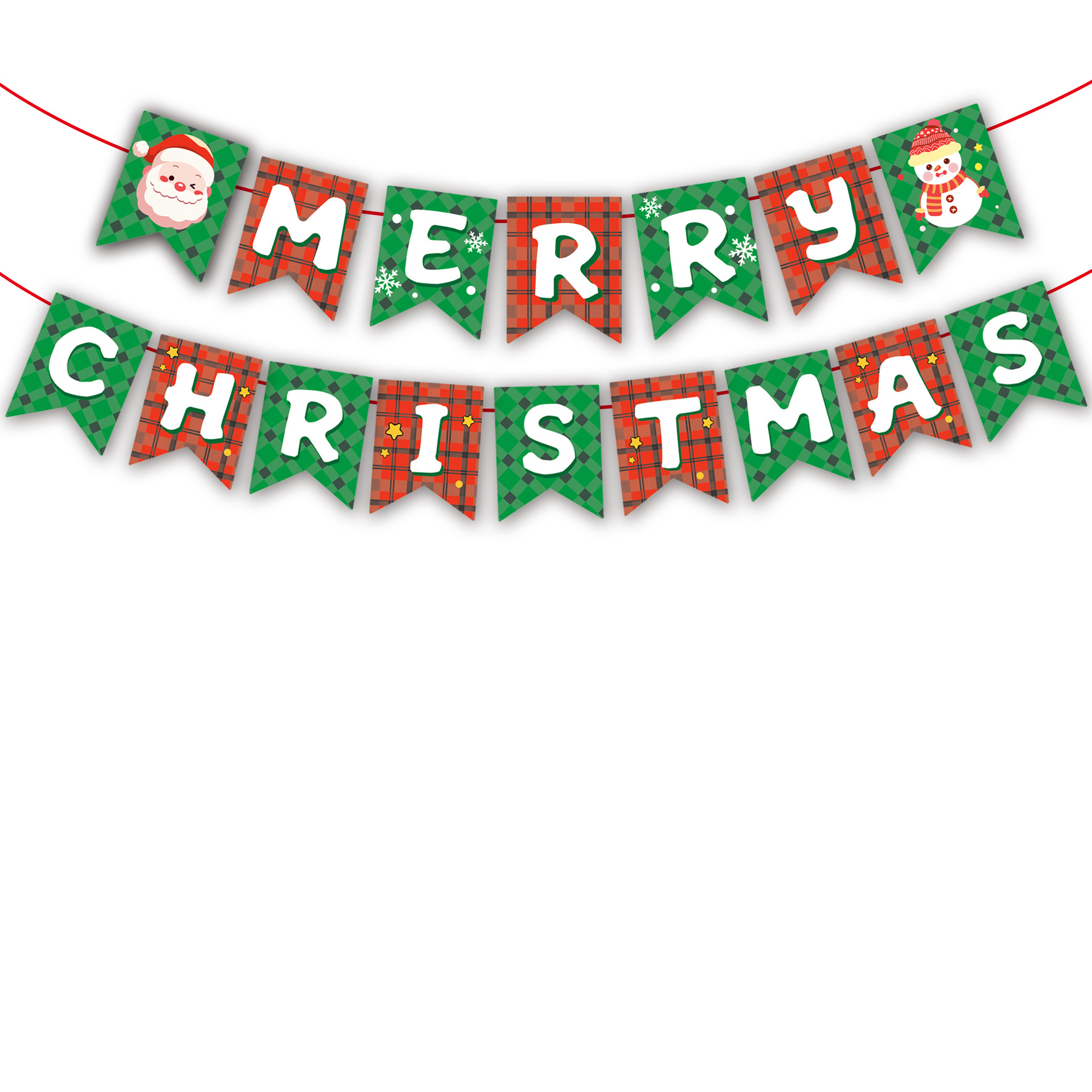 Picture of Christmas Decorations Christmas Pull Flag Hanging Flag Holiday Banner Party Decoration Paper Cartoon Christmas Pull Flower String Flag