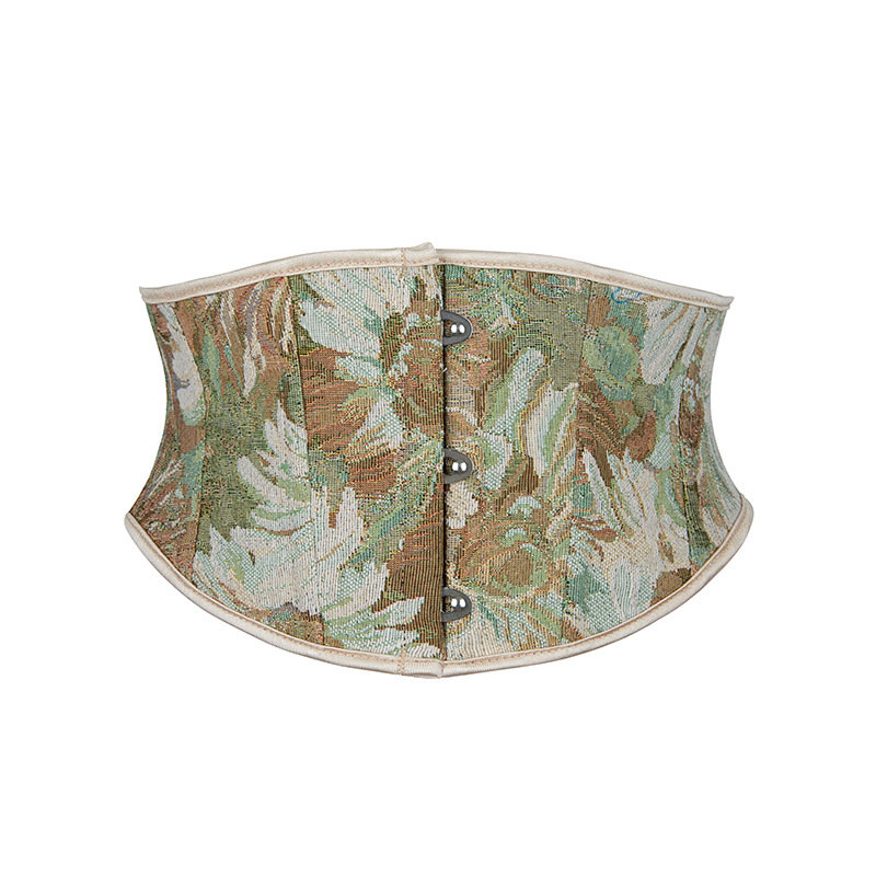 Picture of Retro waist girdle new oil painting style big flower European and American traditional strap waist seal three-button short slim belt