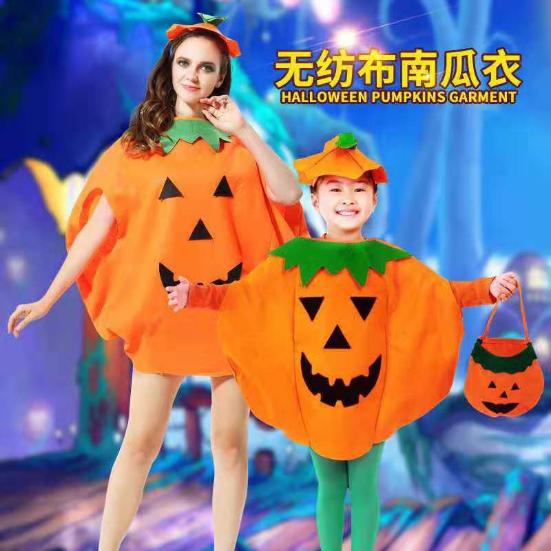 Halloween factory costume parent-child pumpkin performance costume pumpkin hat wholesale pumpkin clothes