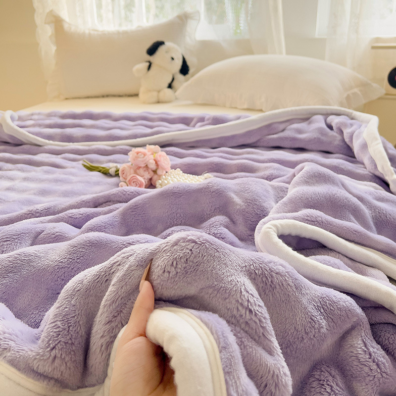 Picture of Class A Maternal and Infant Grade Rabbit Blanket Thickened Warm Milk Blanket Rabbit Plush Air-conditioning Blanket Nap Blanket Cover Blanket