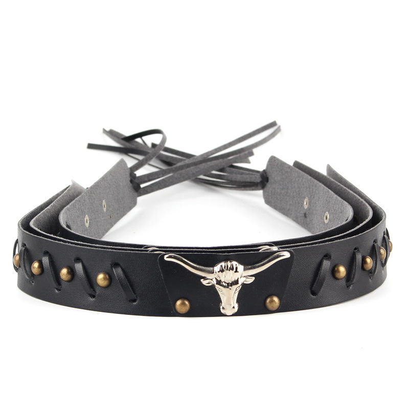Picture of Cross-Border Hat Decorative Belt Ethnic Retro Leather Rivet Belt Hand-Woven Western Cowboy Hat Accessories
