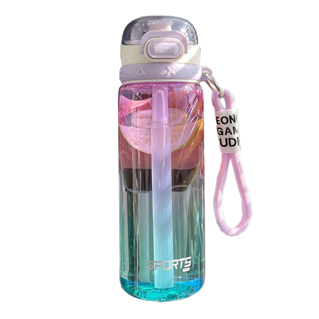 Picture of Simple Water Cup New Sports High-value Plastic Water Bottle Gradient Color Portable Student Summer Girl Suction Cup