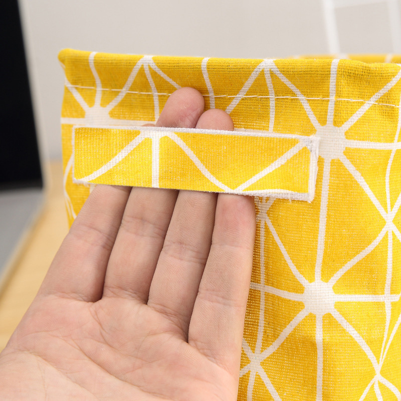Picture of Fabric with Satchel Printed Cotton and Linen Storage Basket Desktop Miscellaneous Storage Box Cabinet Small Clothing Fabric Storage Basket