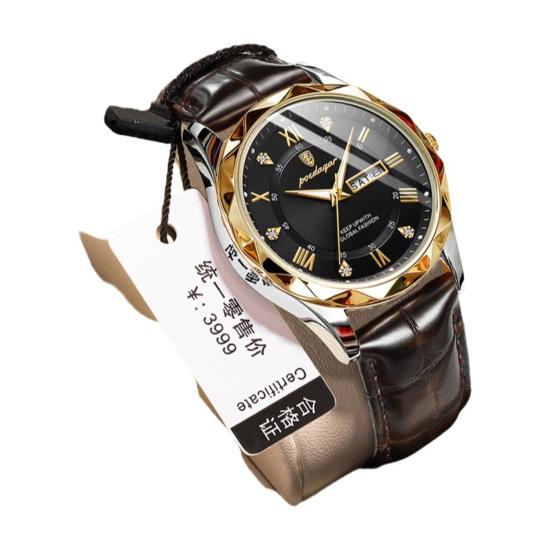 Swiss brand waterproof luminous new men's watch belt quartz watch live foreign trade explosions a generation of hair