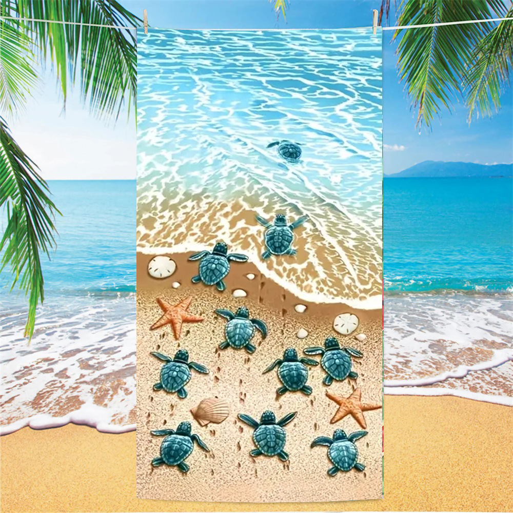 Picture of Cross-border microfiber double-sided velvet beach towel custom LOGO digital printing large bath towel rectangular thick towel