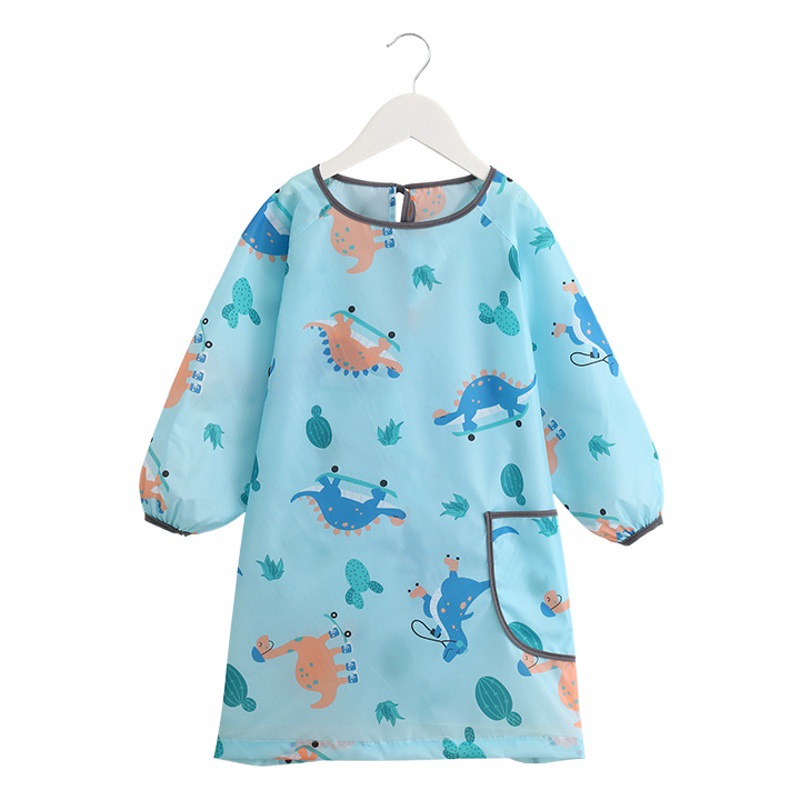 Children's Painting Smock Waterproof and Anti-Dirty Baby Eating Clothes Painting Apron Long-Sleeved Art for Kindergarten Spring and Summer