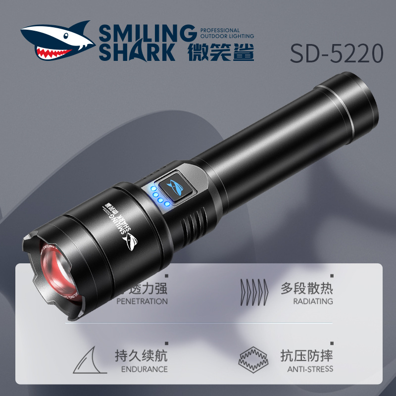 Picture of Outdoor Strong Light Aluminum Alloy Flashlight Telescopic Focus Large Capacity Electric Display Multi-Level Adjustment Flashlight