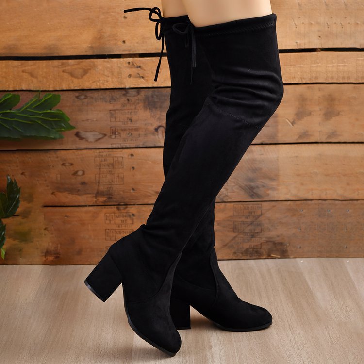 2024 Fall/Winter New plus size Over-the-Knee Boots Women's Slim Elastic Boots High Heel High Boots Thick Heel Boots Women
