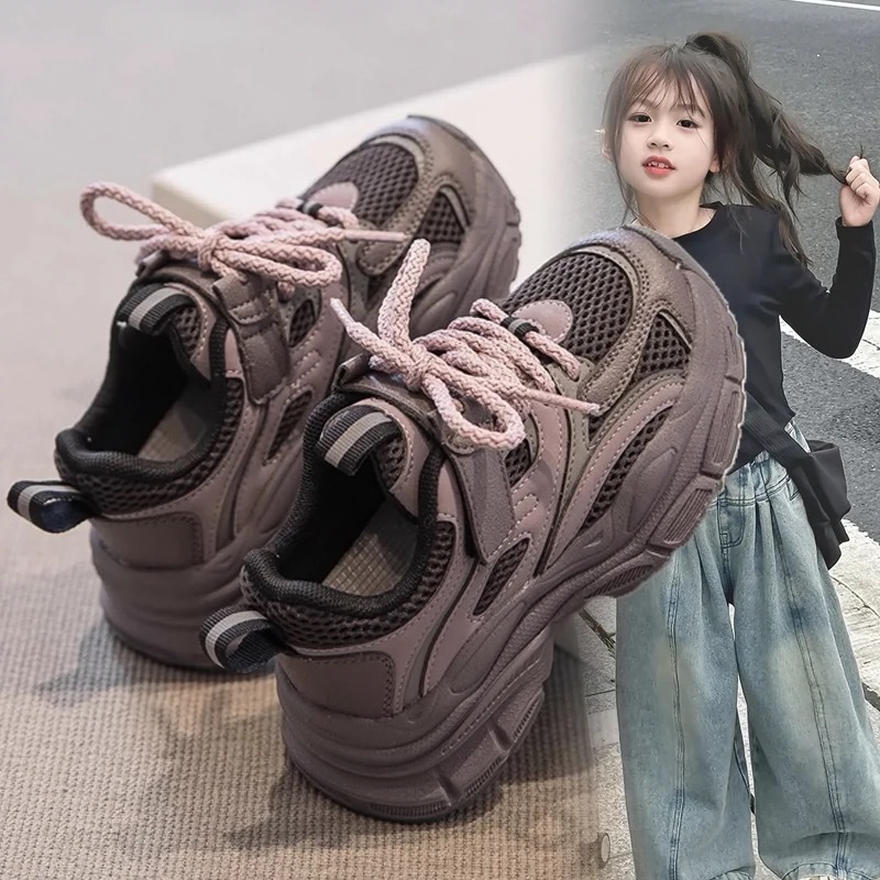 Girls' Shoes sneaker Mesh Children's Torre Shoes 2025 Spring and Autumn New Soft Bottom Breathable Boys Casual Shoes