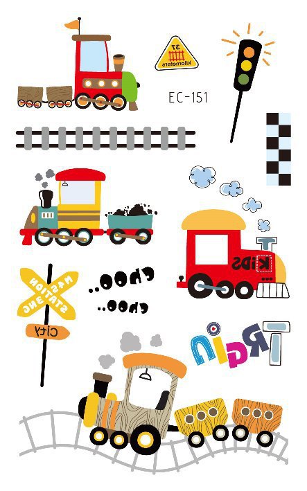 Picture of Children's Cartoon Transport tattoo Paper stickers Aircraft Ship Train Track Creative tattoo stickers
