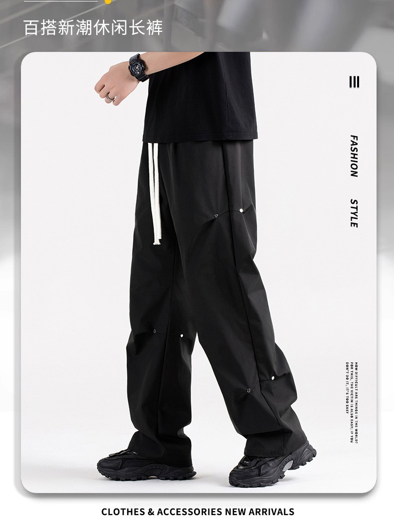 Claw Pants Men's Summer New Fashion Brand Drawstring Casual Pants American Style High Street Functional Straight Large Pocket Casual Pants