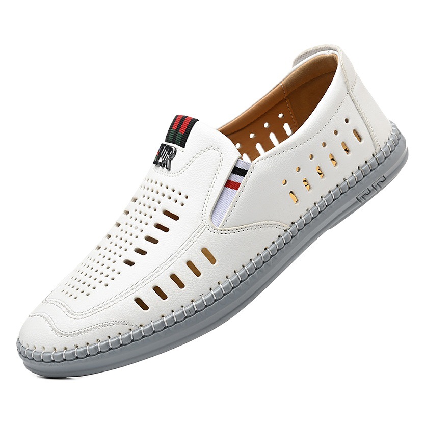 2023 Summer New Men's Casual Breathable Leather Sandals Handmade Upper Line Soft Soft Bottom Hollow Out Sandals Men's Shoes 3625