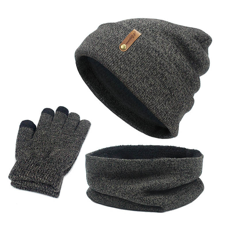 Picture of Foreign Trade Cross-Border Velvet Three-Piece Set Aliexpress Amazon Ebay Warm Suit Winter Hat Scarf Touch Screen Gloves