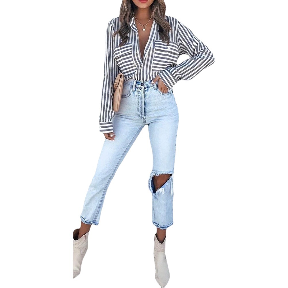 Street hipster women's linen cotton shirt Amazon hot-selling comfortable casual style